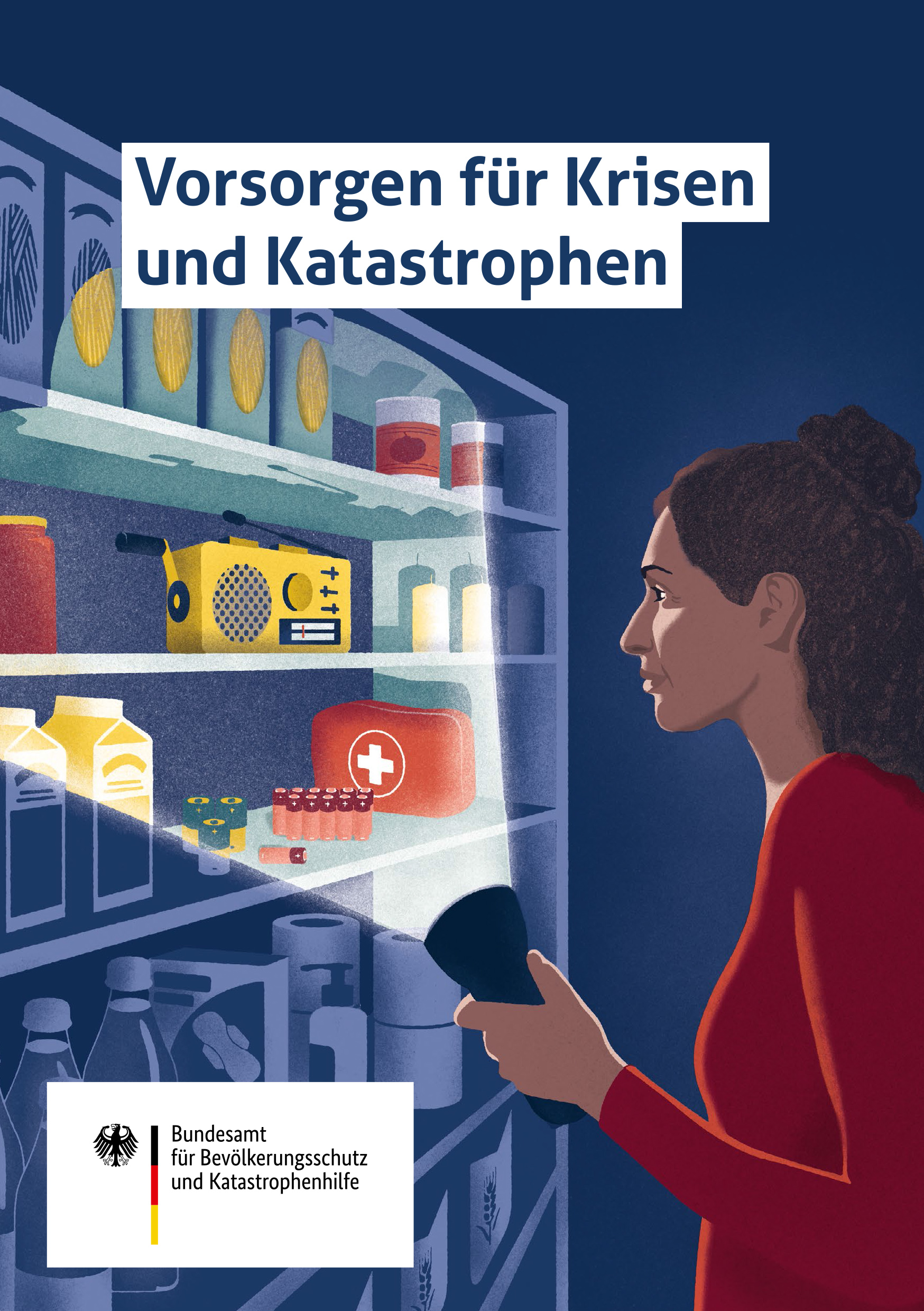 Titelgrafik: Frau mit Taschenlampe vor einem Regal Titelgrafik: Frau mit Taschenlampe vor einem Regal