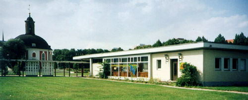 Foto: Die Tanzgaststätte Centra mit Blick auf den Berlischky-Pavillon, Foto: RL 1991