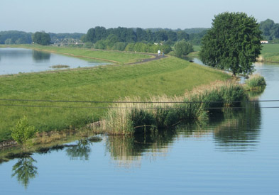 Foto: Deich zwischen Polder und Kanal