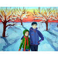 Foto: Winterlandschaft mit Mutter und Tochter