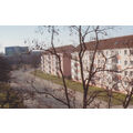 Foto: erhöhter Blick auf Wohnhäuser der Berliner Straße und die Uckermärkischen Bühnen