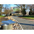 Foto vom 23. Januar 2012: gestalteter Parkweg mit dem Theater im Hintergrund