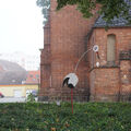 Foto vom 8. August 2014: „Storch“ auf dem Kirchplatz