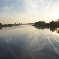 Foto vom 15. September 2014: Blick von der Stadtbrücke über Kanal und Morgenhimmel