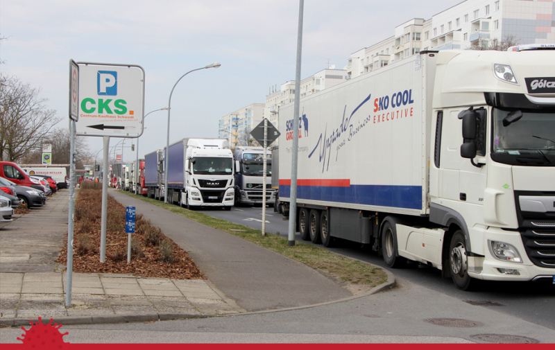 Foto: Lkw-Stau auf der Lindenallee