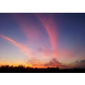 Foto vom 01. August 2013: Abendhimmel bei abschließendem Sonnenuntergang mit organge-rötlich leuchtenden Schleierwolken