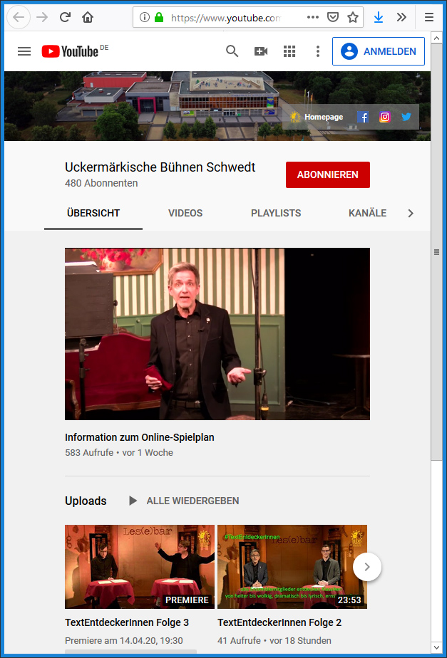 Screenshot vom YouTube-Kanal